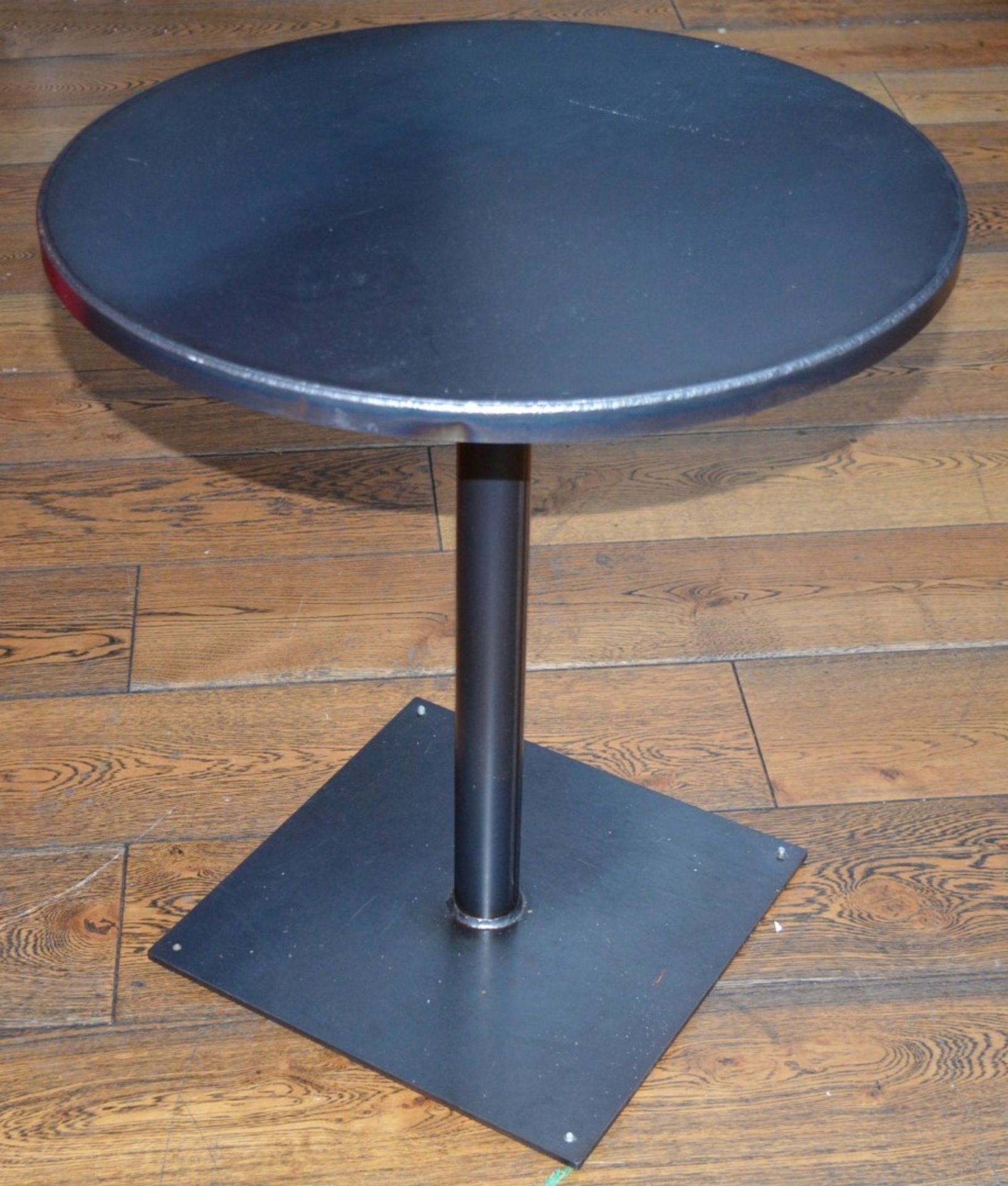 3 x Bistro Drinks Tables - Compact Heavy Tables With Square Bases and Circular Tops - Height - Image 2 of 4