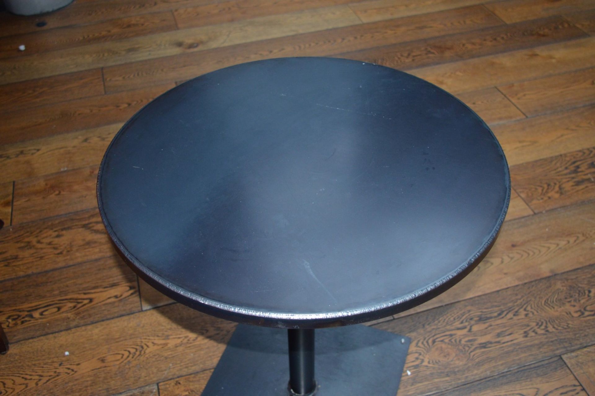 3 x Bistro Drinks Tables - Compact Heavy Tables With Square Bases and Circular Tops - Height - Image 3 of 4