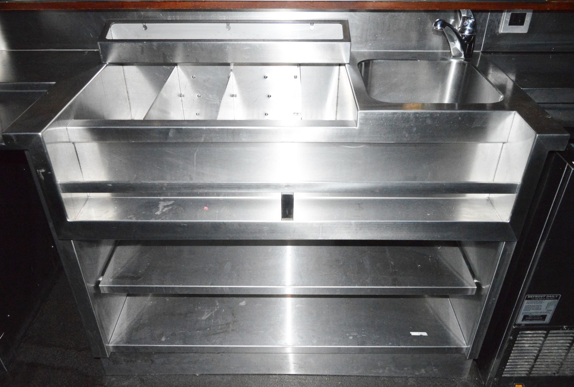 1 x Stainless Steel Double Speed Bar With Two Ice Wells and Two Sink Basins - More Info to - Image 3 of 10