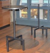 6 x Tall Cocktail Gunmetal Bar Tables With Footrests - Unique High Quality Design - Height 111cms