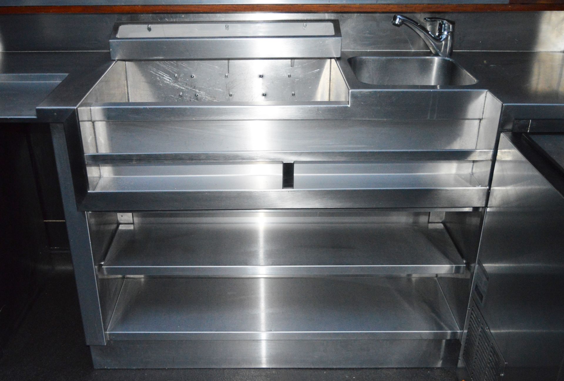 1 x Stainless Steel Double Speed Bar With Two Ice Wells and Two Sink Basins - More Info to - Image 12 of 13