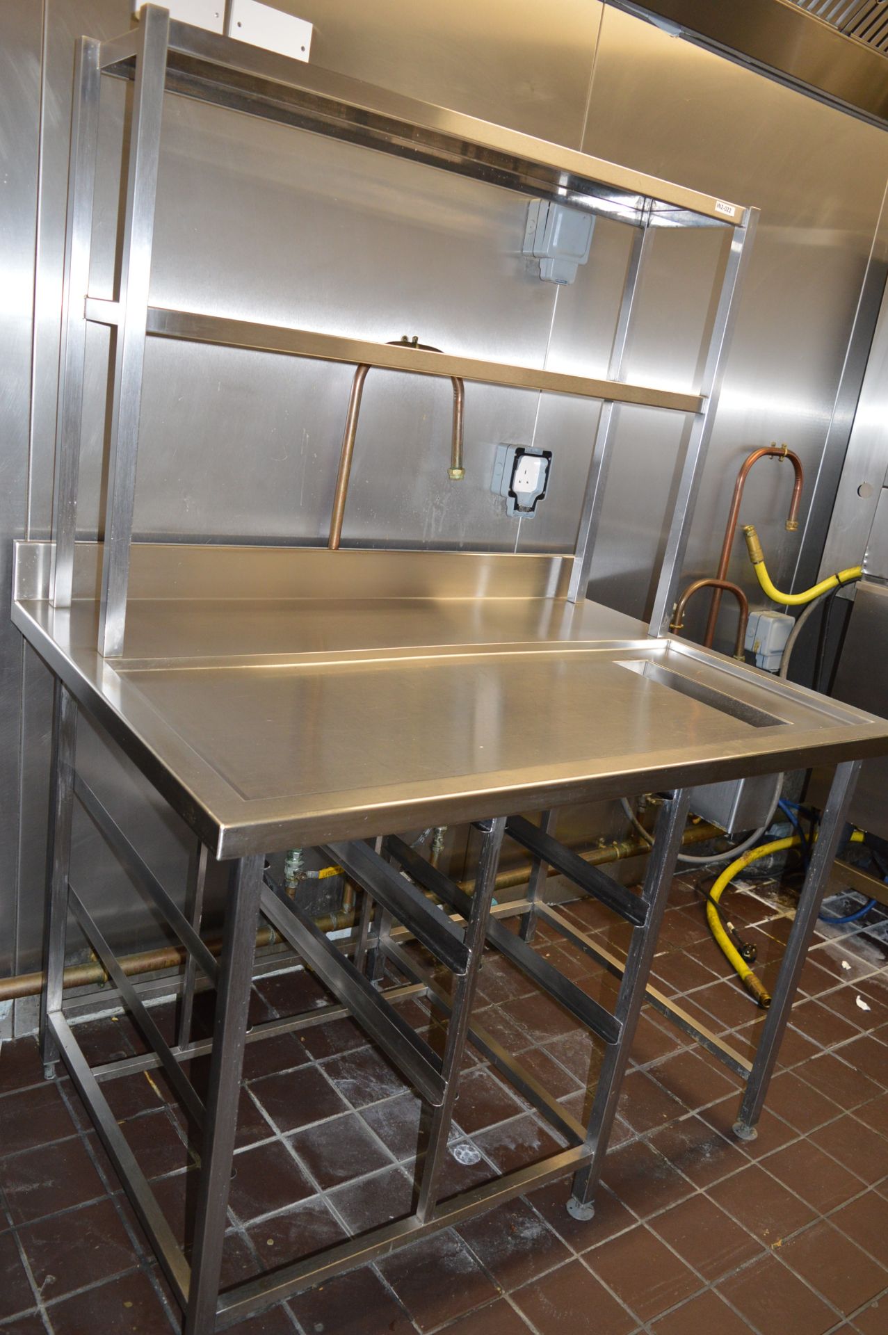 1 x Stainless Steel Prep Bench With Undercounter Shelves, Bin Chute and Overhead Shelves - H87/171 x - Image 3 of 7