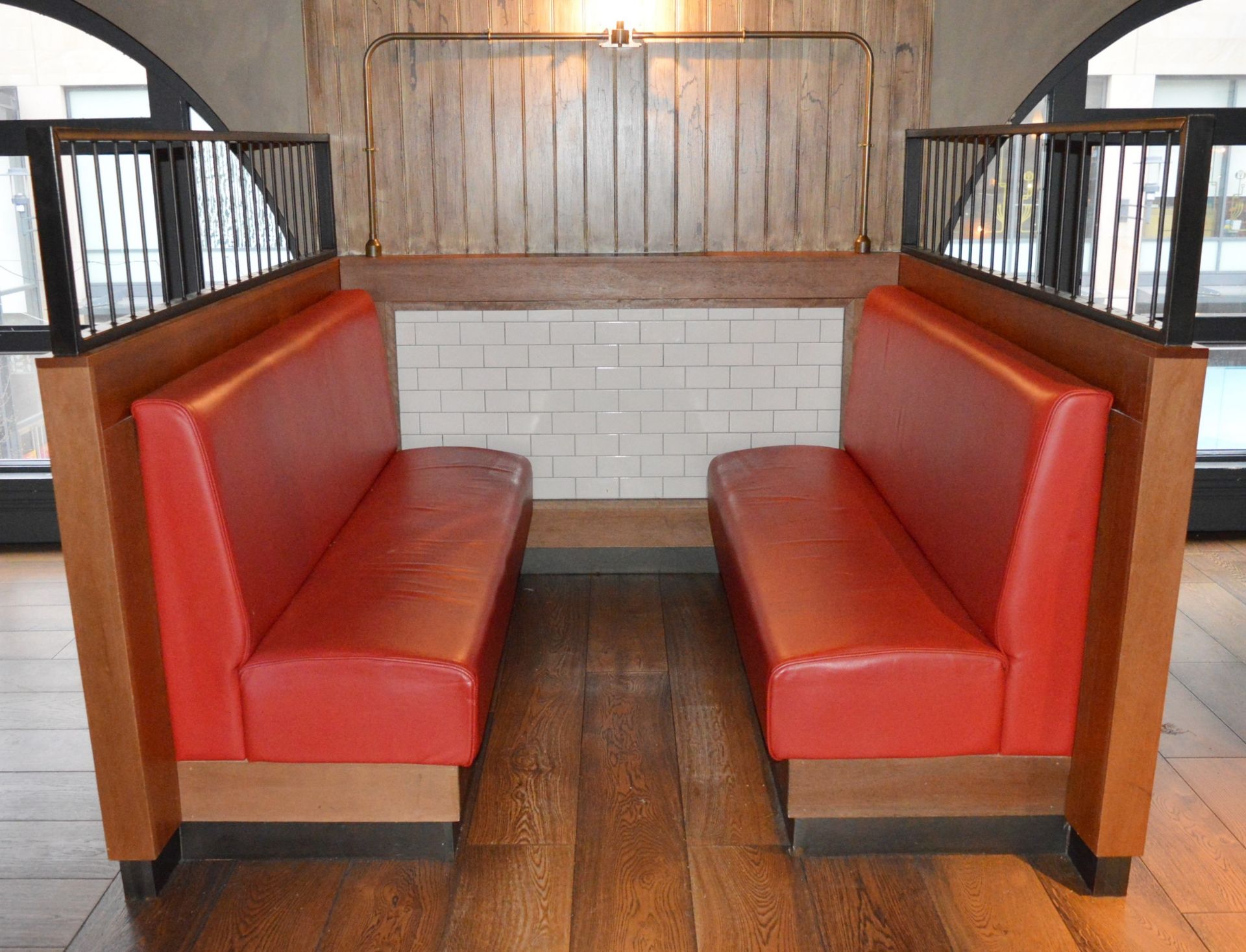 1 x Contemporary Seating Booth Upholstered in Red Leather