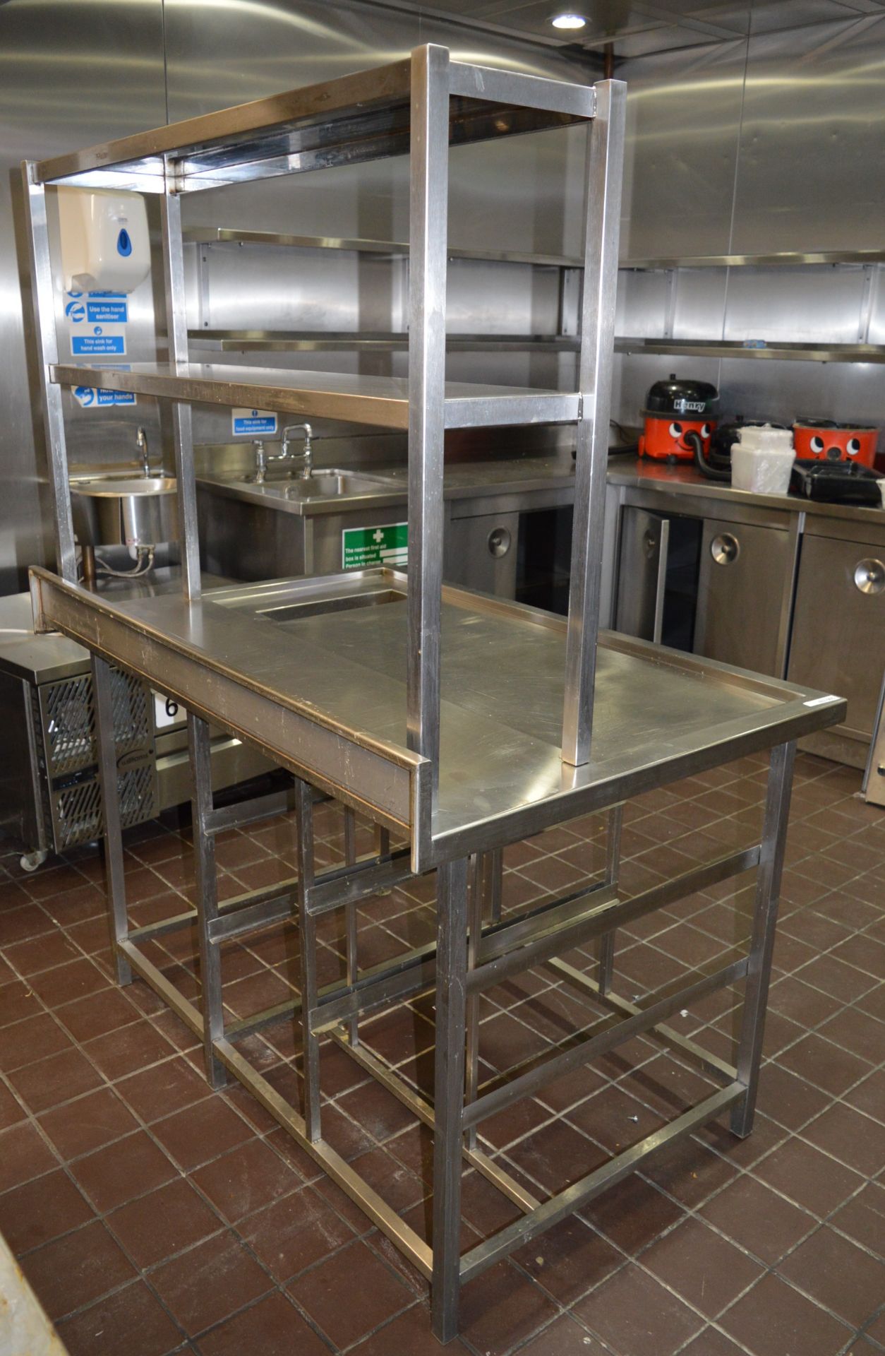 1 x Stainless Steel Prep Bench With Undercounter Shelves, Bin Chute and Overhead Shelves - H87/171 x - Image 5 of 5