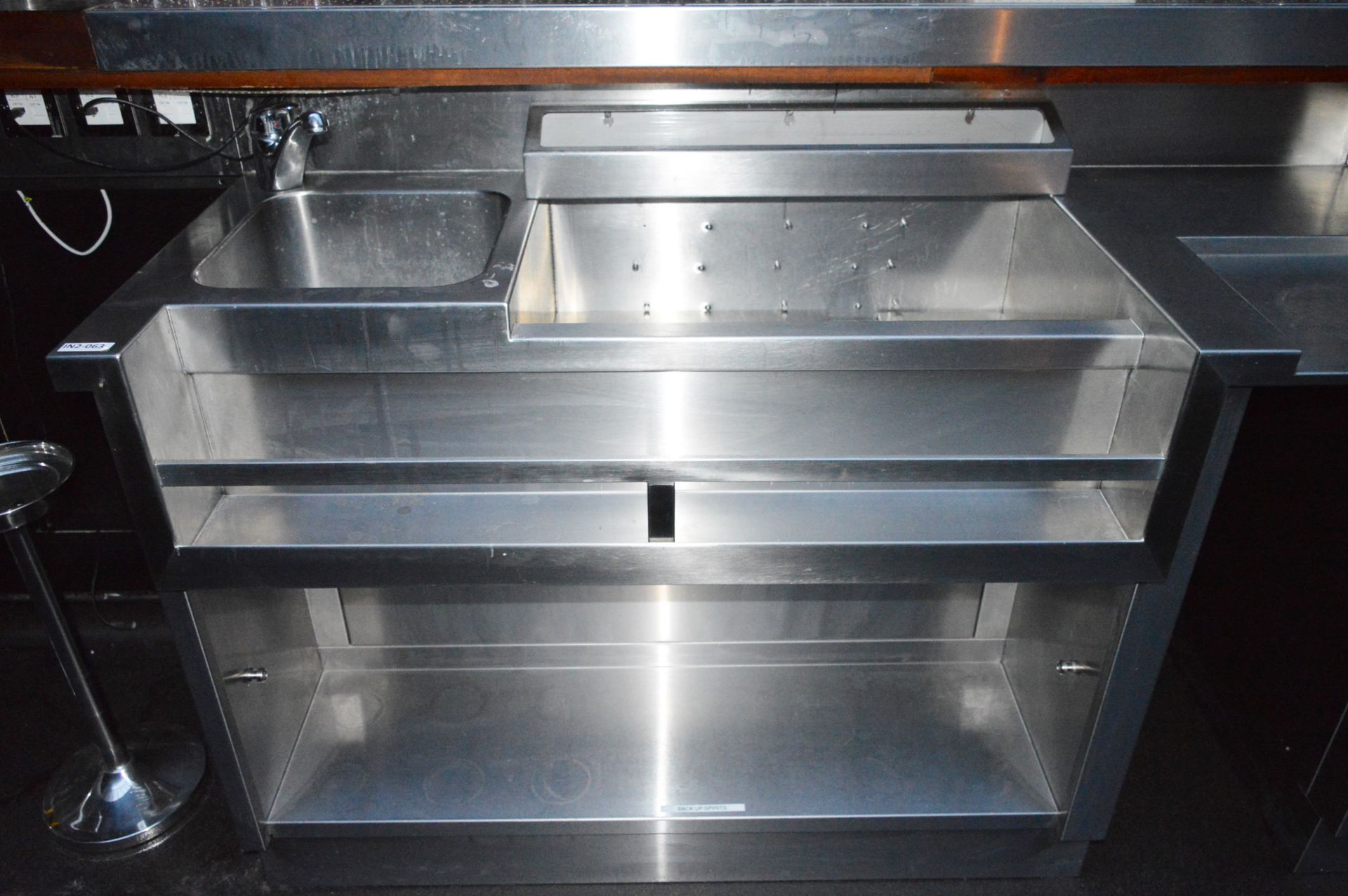 1 x Stainless Steel Double Speed Bar With Two Ice Wells and Two Sink Basins - More Info to - Image 3 of 13