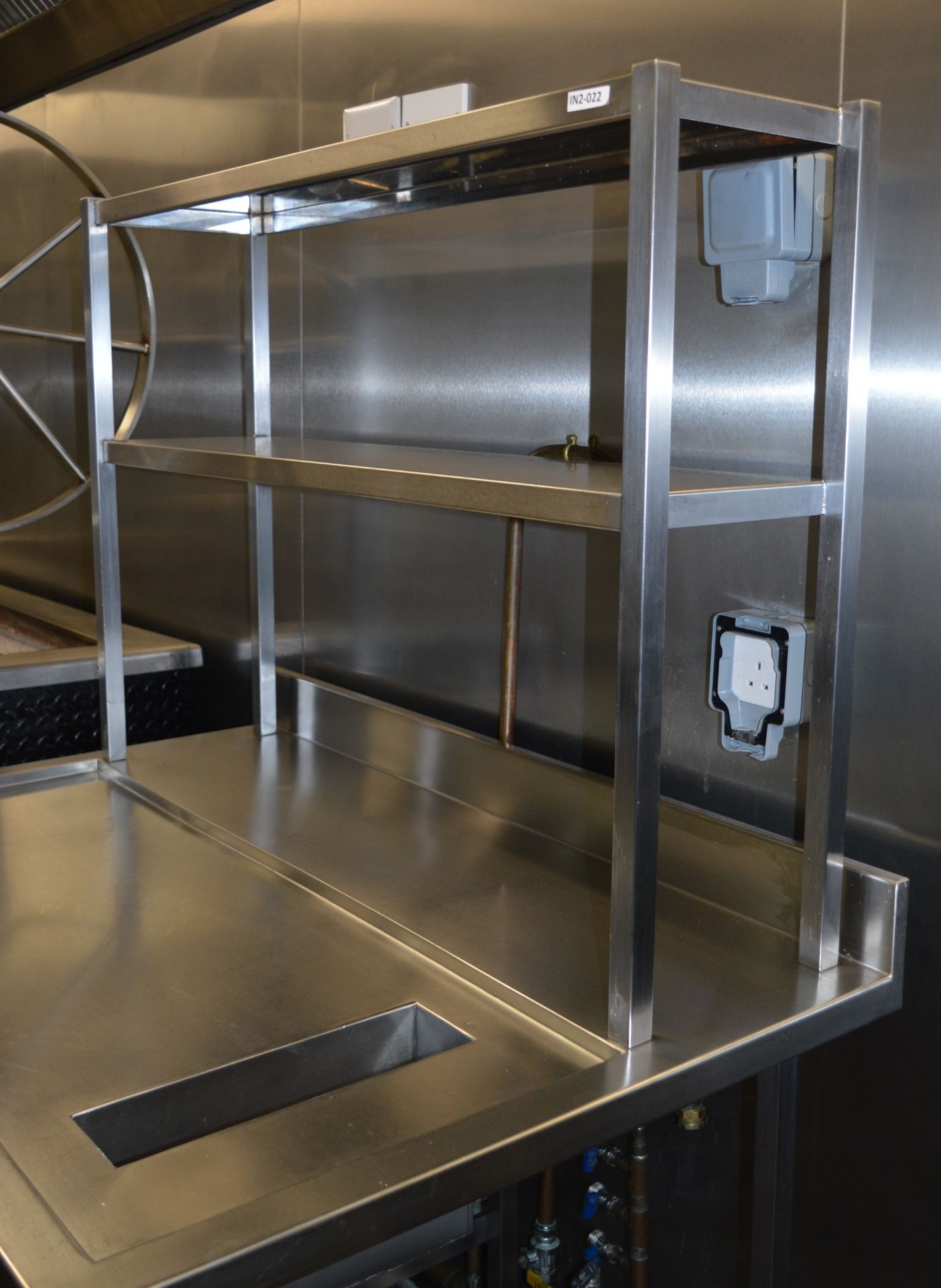 1 x Stainless Steel Prep Bench With Undercounter Shelves, Bin Chute and Overhead Shelves - H87/171 x - Image 6 of 7