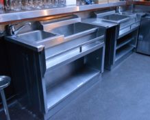 1 x Stainless Steel Double Speed Bar With Two Ice Wells and Two Sink Basins - More Info to