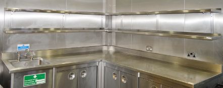 4 x Stainless Steel Wall Mounted Shelves - Width 208/221 x D30cms - CL350 - Ref 017 - Location: