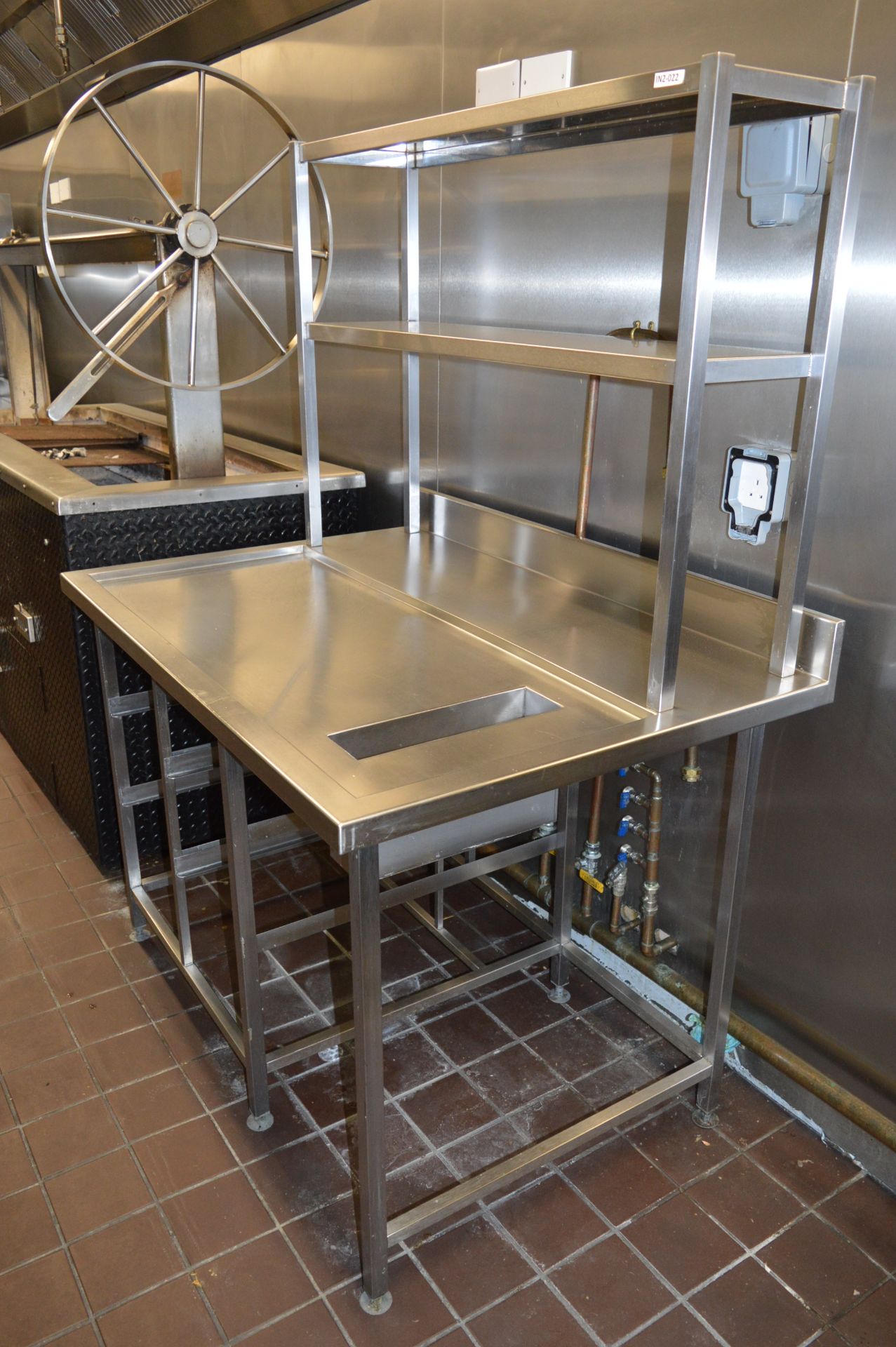 1 x Stainless Steel Prep Bench With Undercounter Shelves, Bin Chute and Overhead Shelves - H87/171 x - Image 2 of 7