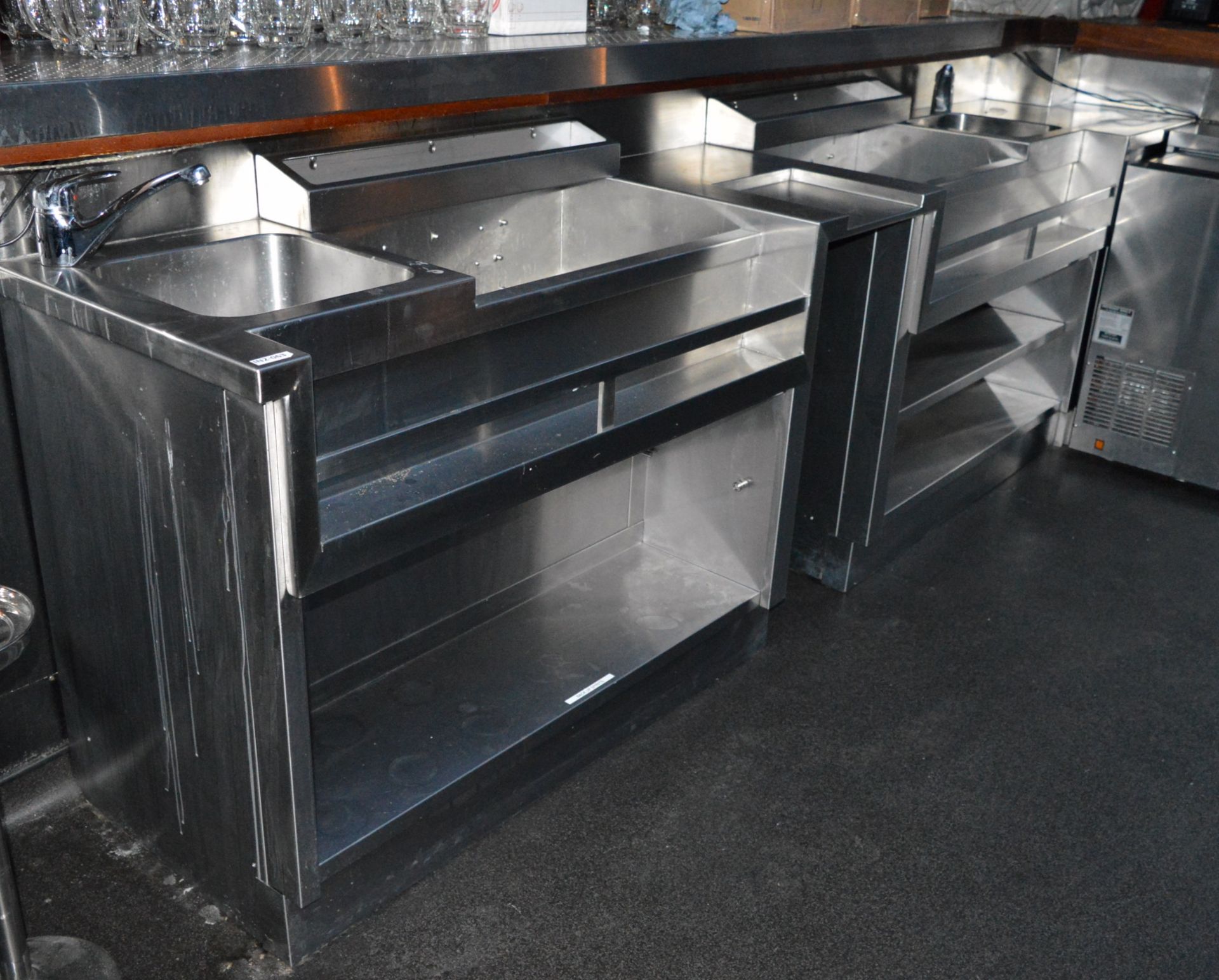 1 x Stainless Steel Double Speed Bar With Two Ice Wells and Two Sink Basins - More Info to - Image 2 of 13