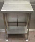 1 x Stainless Steel Prep Bench With Undershelf - H86 x W60 x D39cms - CL350 - Ref 007 - Location: