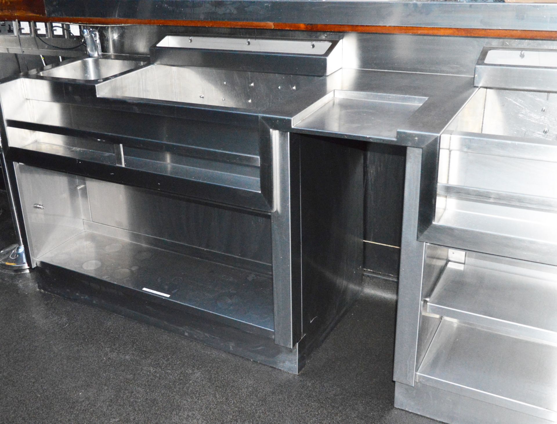 1 x Stainless Steel Double Speed Bar With Two Ice Wells and Two Sink Basins - More Info to - Image 11 of 13