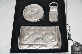 1 x "AB Collezioni" Italian Luxury 3pc Matching Gift Set - Includes Purse (13x9cm), Mirror, and Keyr