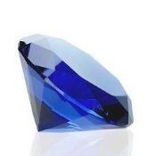 5 x ICE London Diamond Shaped Crystal Paperweights - Colour: Blue - 100mm In Diameter - New & Boxed