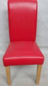1 x Stylish Dining Room Chair In Soft Red Leather - 107cm x 47cm - Ref: WHI010 - Location: Altrincha