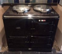 1 x Aga 2-Oven Gas Range Cooker - Cast Iron With Black Enamel Finish - Preowned In Good Working