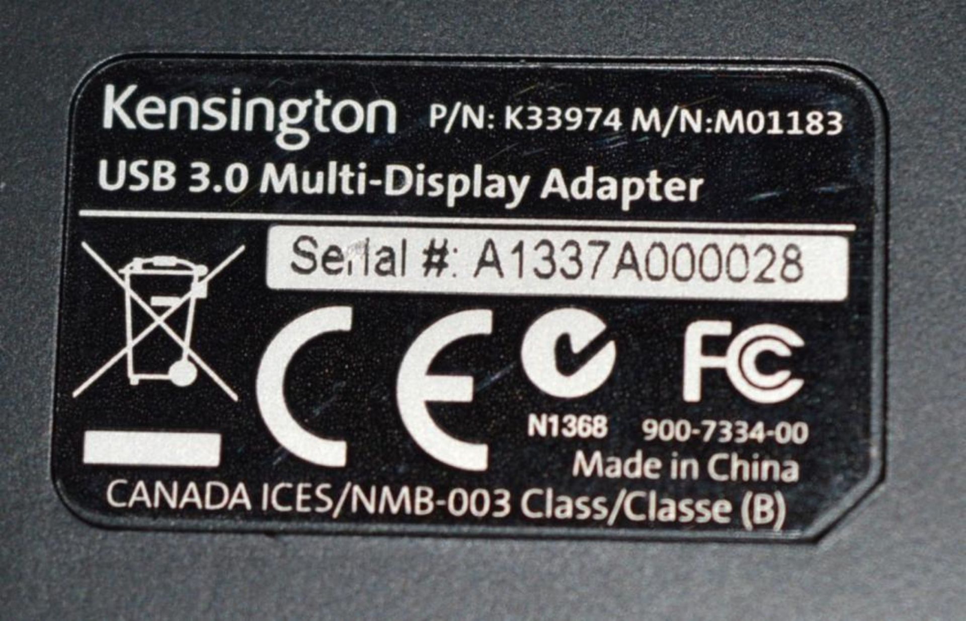 1 x Kensington K33974 USB 3.0 Multi Display Adapter - CL400 - Ref JP293 - Location: Altrincham WA14 - Image 4 of 5