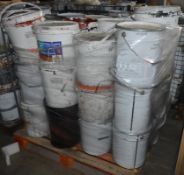 Approx. 36 x 20 Litre Assorted Tins of Paint inc. Roof & Tile, Thermilate + More - Ref: DRT0234 - CL