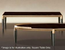 1 x GIORGETTI "Roi" Low SQUARE Coffee Table - Features A Tinted Glass Top And Solid Maple Base - Dim