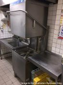 1 x Hobart Pass Through Dishwasher Wash Station With Pre-Rinse Spray Sink Unit and Drying Bench -