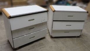 2 x 3 Drawer Dressers - 76.5(w) x 40(d) x 68.5(h)cm - CL185 - Ref: DSY0249 - Location: Stoke-on-Tren