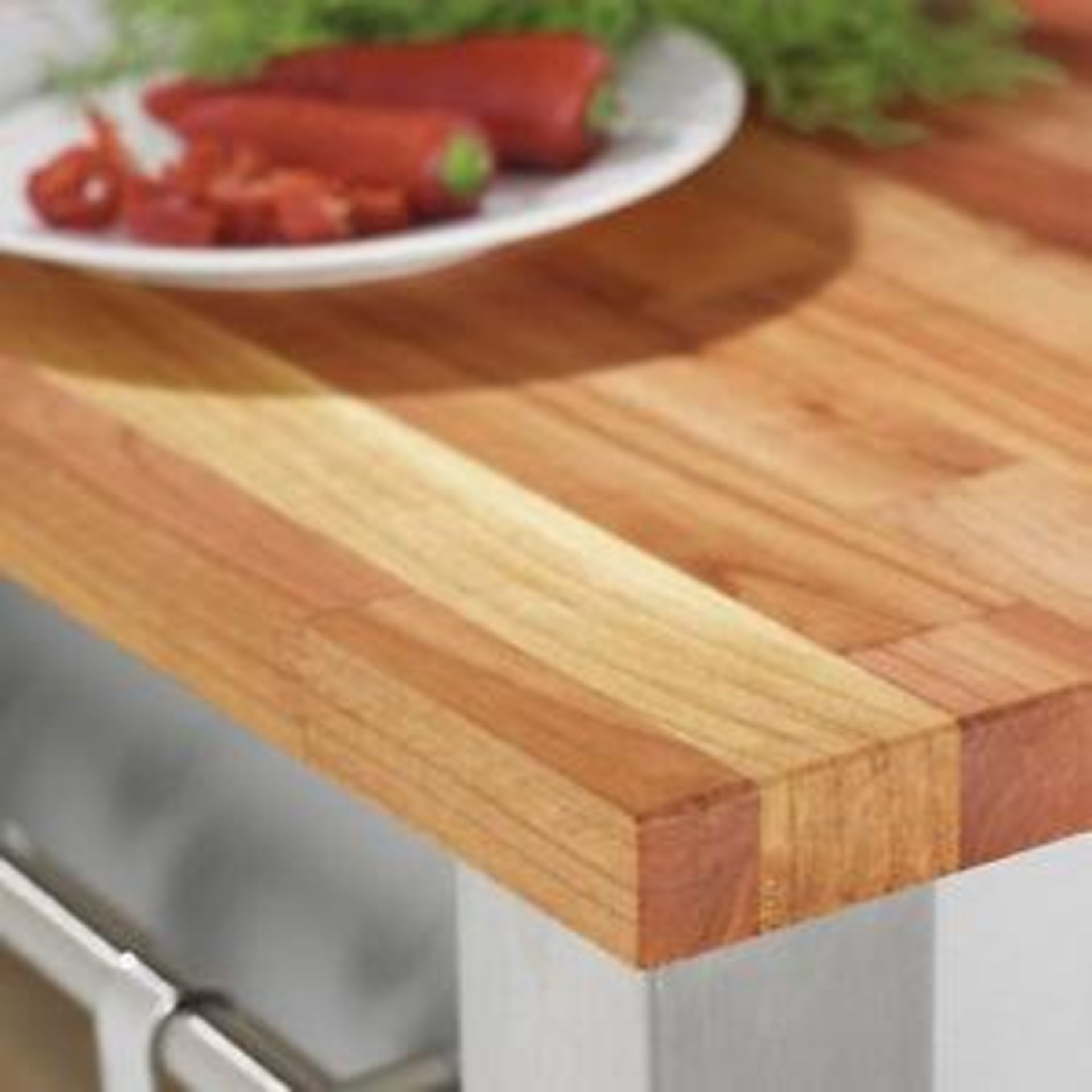 1 x Solid Wood Kitchen Worktop - CHERRY - Cherry Blockwood Kitchen Worktop - Size: 3000 x 900 x 40mm