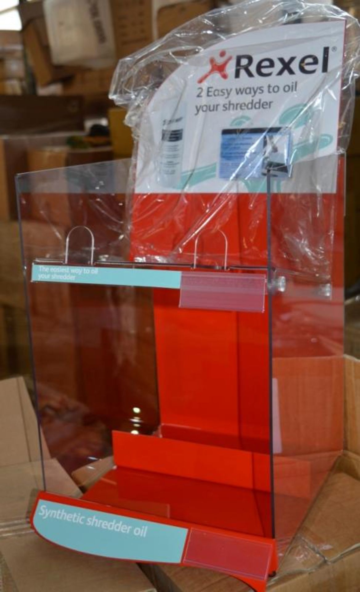 6 x Rexel Desktop Retail Display Units - Red and Clear Perspex - Qube3 Retail Innovation - New and B