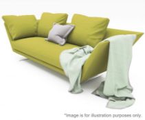 Flexform "Zeus" Sofa / Chais With 2 Scatter Cushions - Featuring A Shimmering Lime Chenille