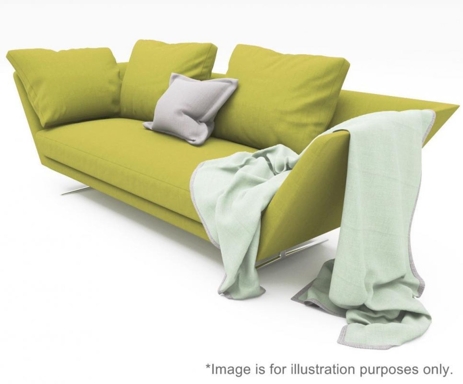 Flexform "Zeus" Sofa / Chais With 2 Scatter Cushions - Featuring A Shimmering Lime Chenille