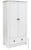 1 x Silver Cross New Nostalgia Full Size Wardrobe In White - Nursery Furniture - H180 x W90 x