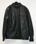 1 x Mens Biker-Style Faux Leather Jacket - New Without Tags - Recent Store Closure - Size: UK Larg