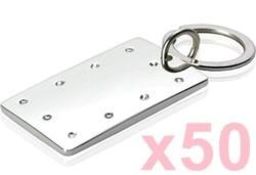 50 x Silver Plated Rectangular Key Rings By ICE London - MADE WITH "SWAROVSKI¨ ELEMENTS - Luxury Gif