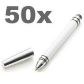 50 x ICE LONDON App Pen Duo - Touch Stylus And Ink Pen Combined - Colour: WHITE - MADE WITH SWAROVSK