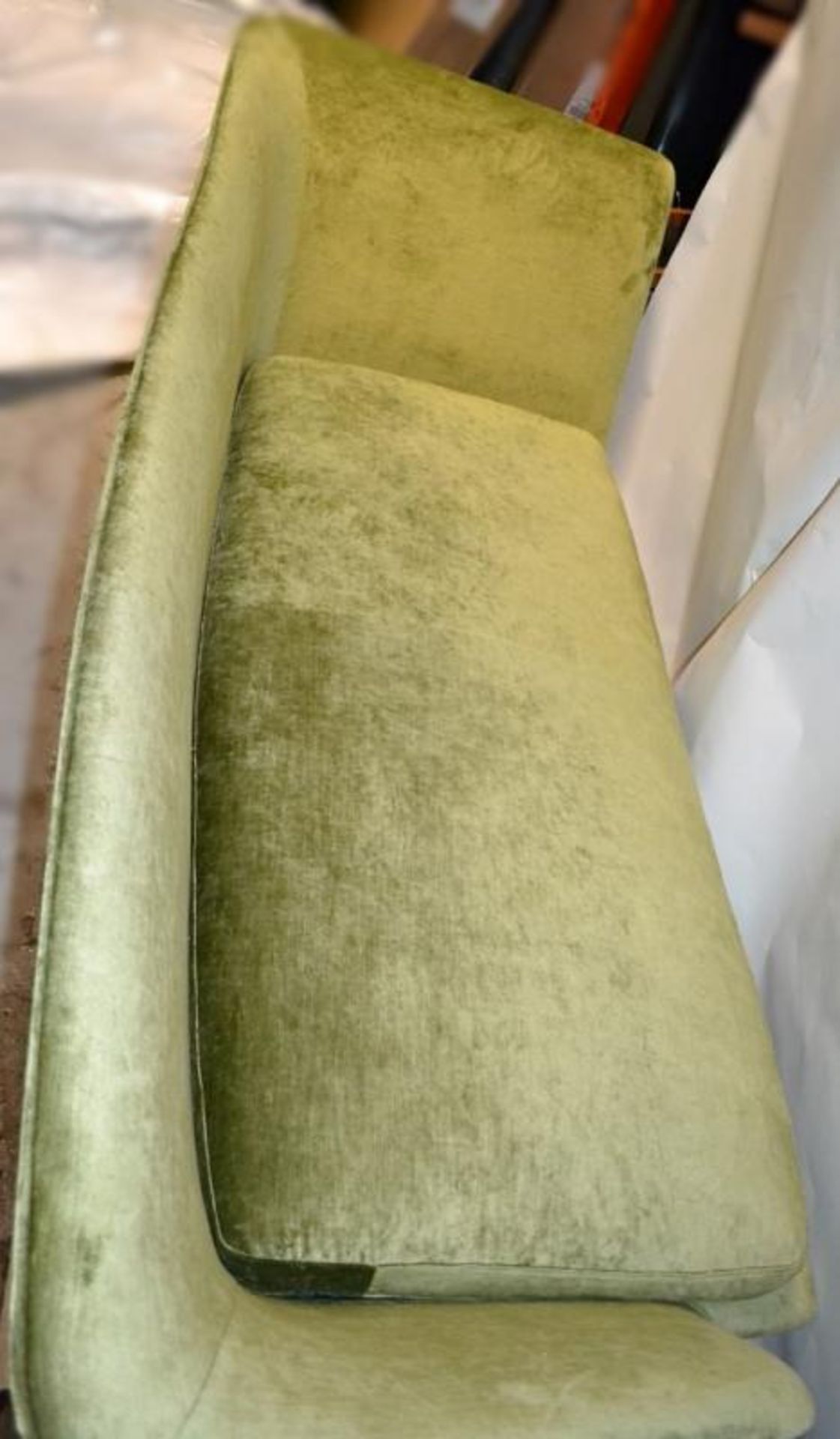 Flexform "Zeus" Sofa / Chais With 2 Scatter Cushions - Featuring A Shimmering Lime Chenille - Image 10 of 12