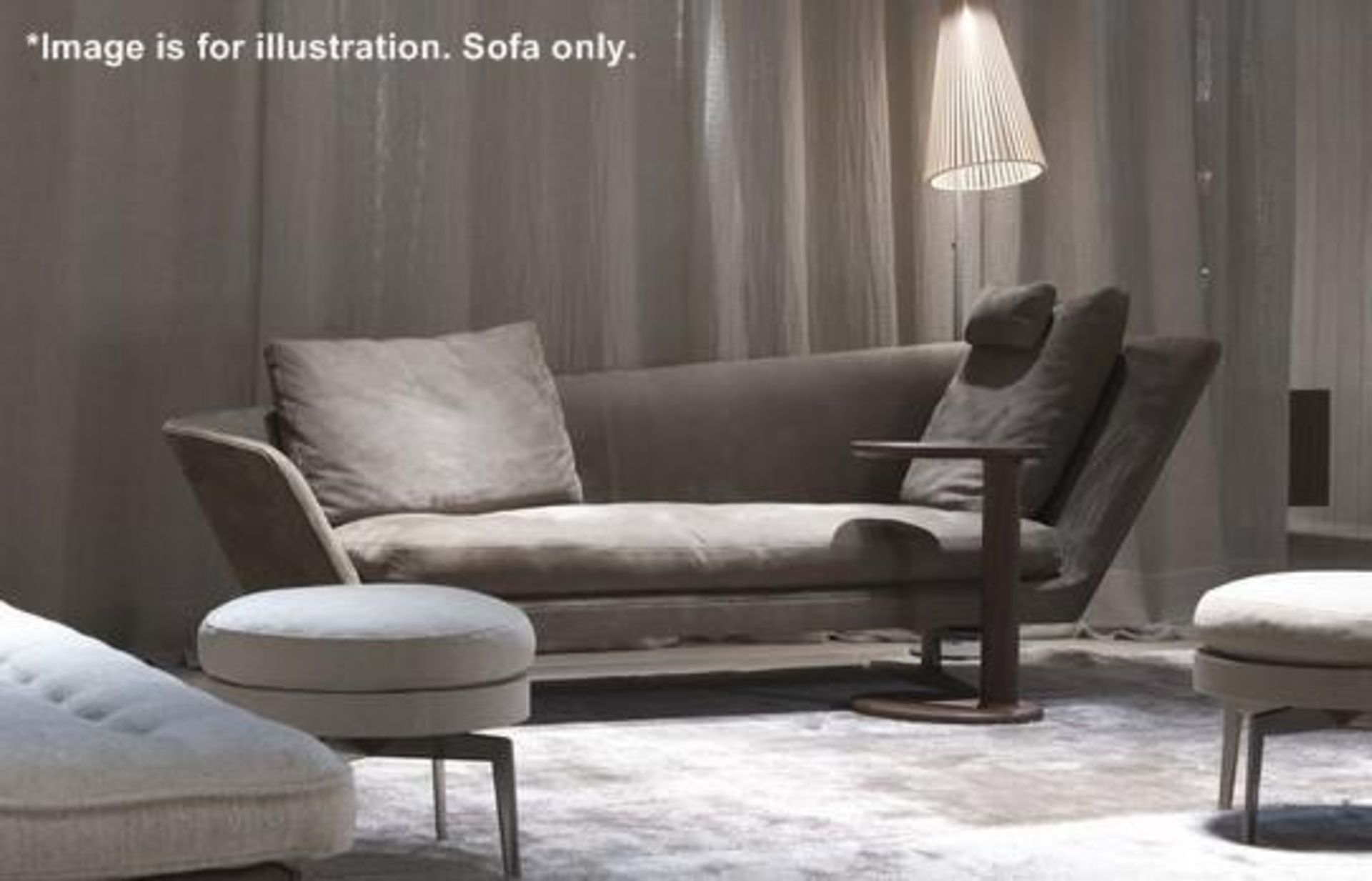 Flexform "Zeus" Sofa / Chais With 2 Scatter Cushions - Featuring A Shimmering Lime Chenille - Image 2 of 12