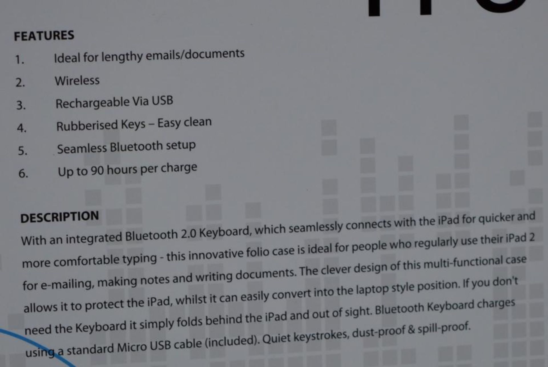4 x Mi PU Leather IPAD CASE With Integrated Bluetooth 2.0 Keyboard - Wireless Keyboard, Upto 90 Hour - Image 4 of 4
