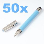 50 x ICE LONDON App Pen Duo - Touch Stylus And Ink Pen Combined - Colour: LIGHT BLUE - MADE WITH SWA
