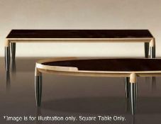 GIORGETTI "Roi" Low SQUARE Coffee Table - Features A Tinted Glass Top And Solid Maple Base - Dimensi