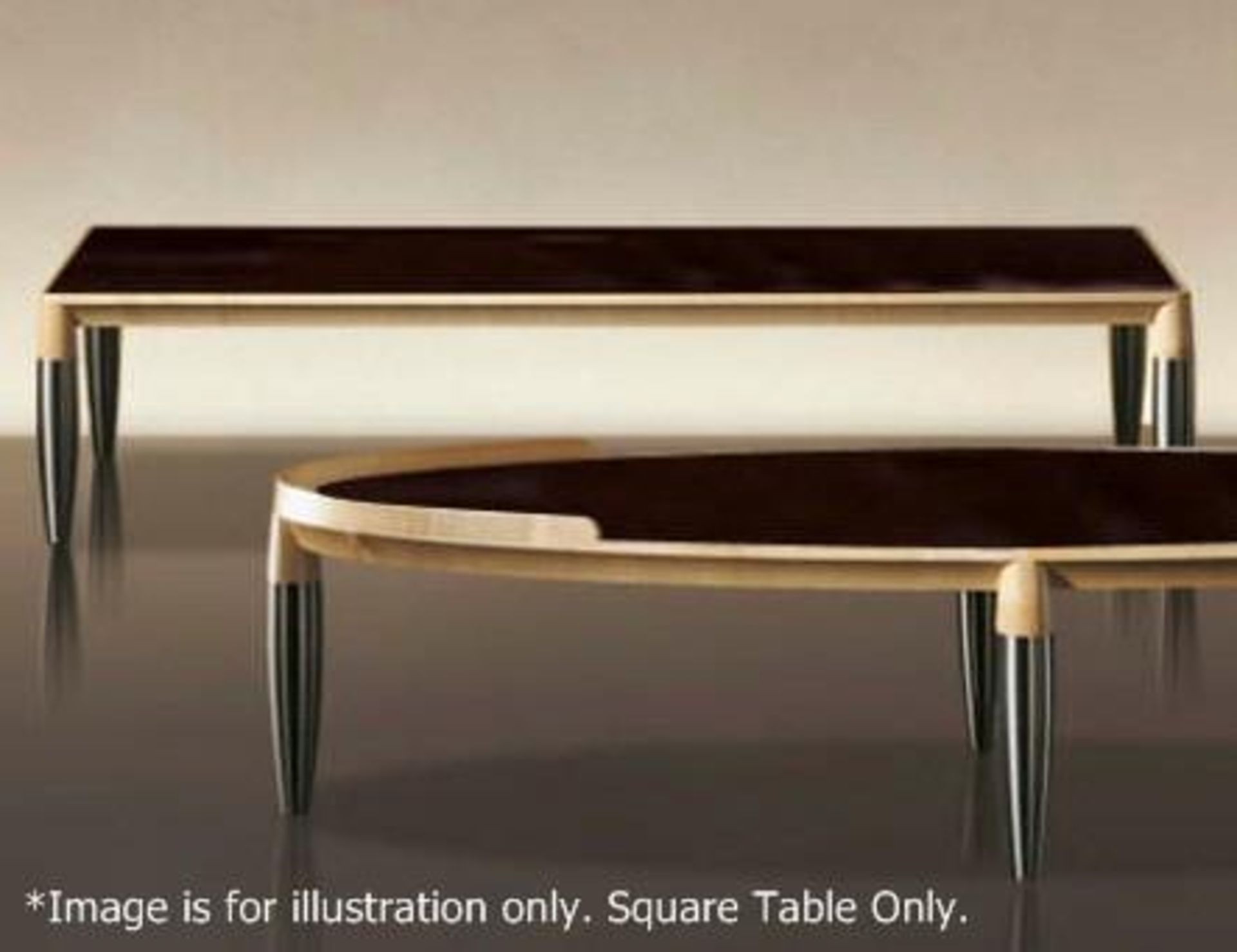 GIORGETTI "Roi" Low SQUARE Coffee Table - Features A Tinted Glass Top And Solid Maple Base - Dimensi