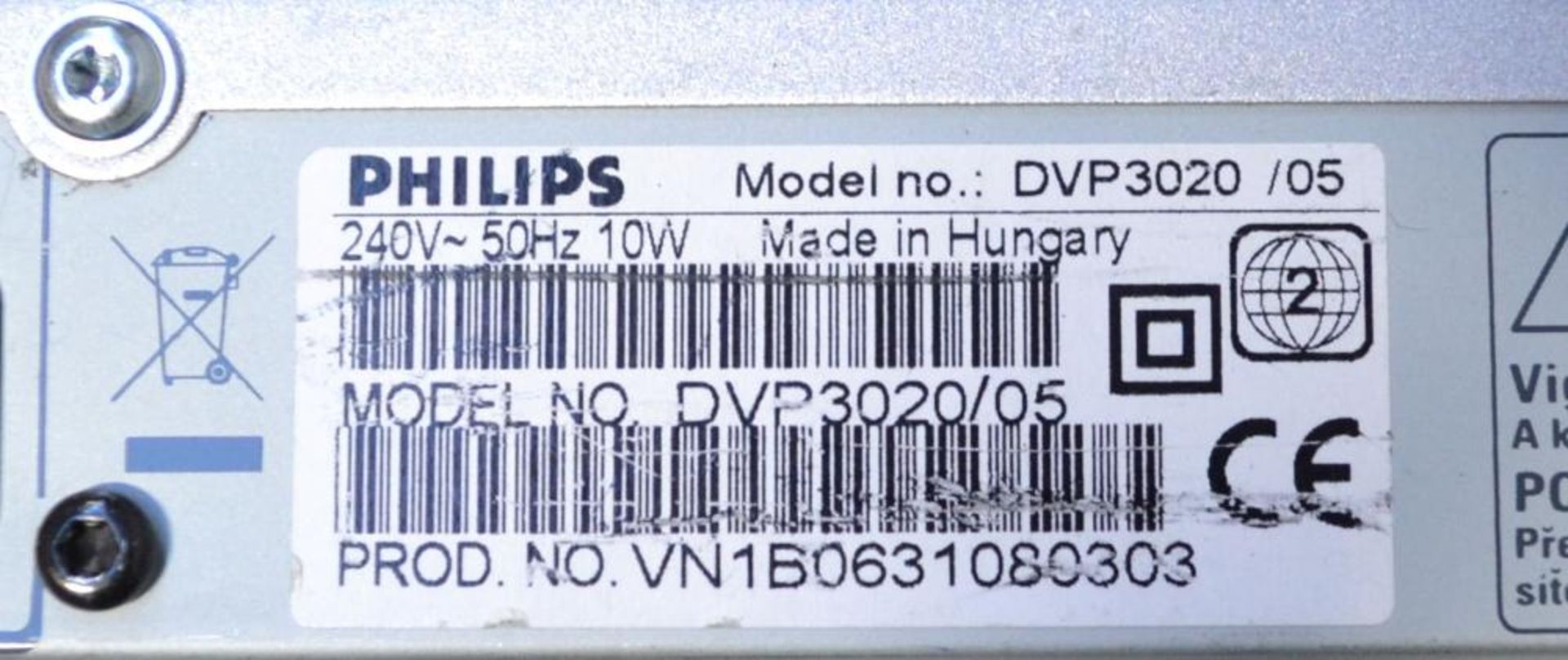 1 x Philips DVP3020/05 DVD Player - AE012 - CL007 - Location: Altrincham WA14 -No VAT on hammer - Image 2 of 6