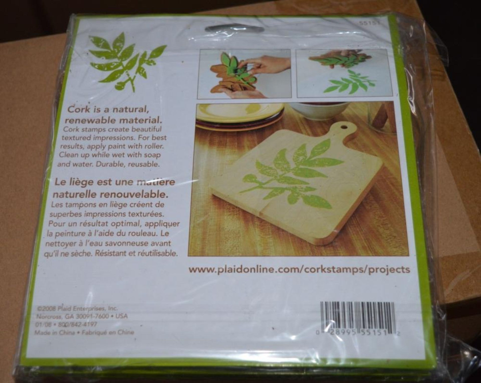24 x Plaid Cork Stamp Leaf Cluster Packs - Includes 1 Box of 24 - Natural Cork - Approx Size of Each - Image 2 of 2