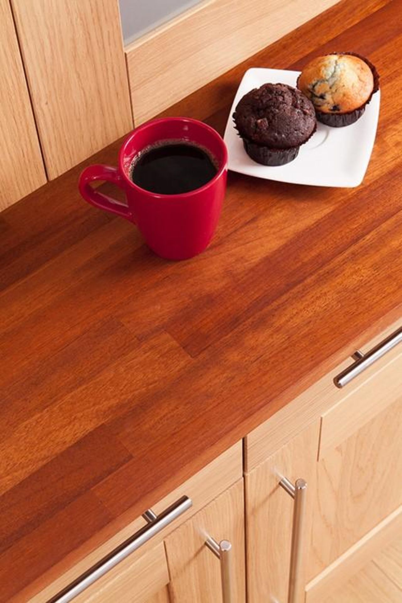 1 x Solid Wood Kitchen Worktop - IROKO - Iroko Blockwood Kitchen Worktop - Size: 3000 x 900 x 32mm -