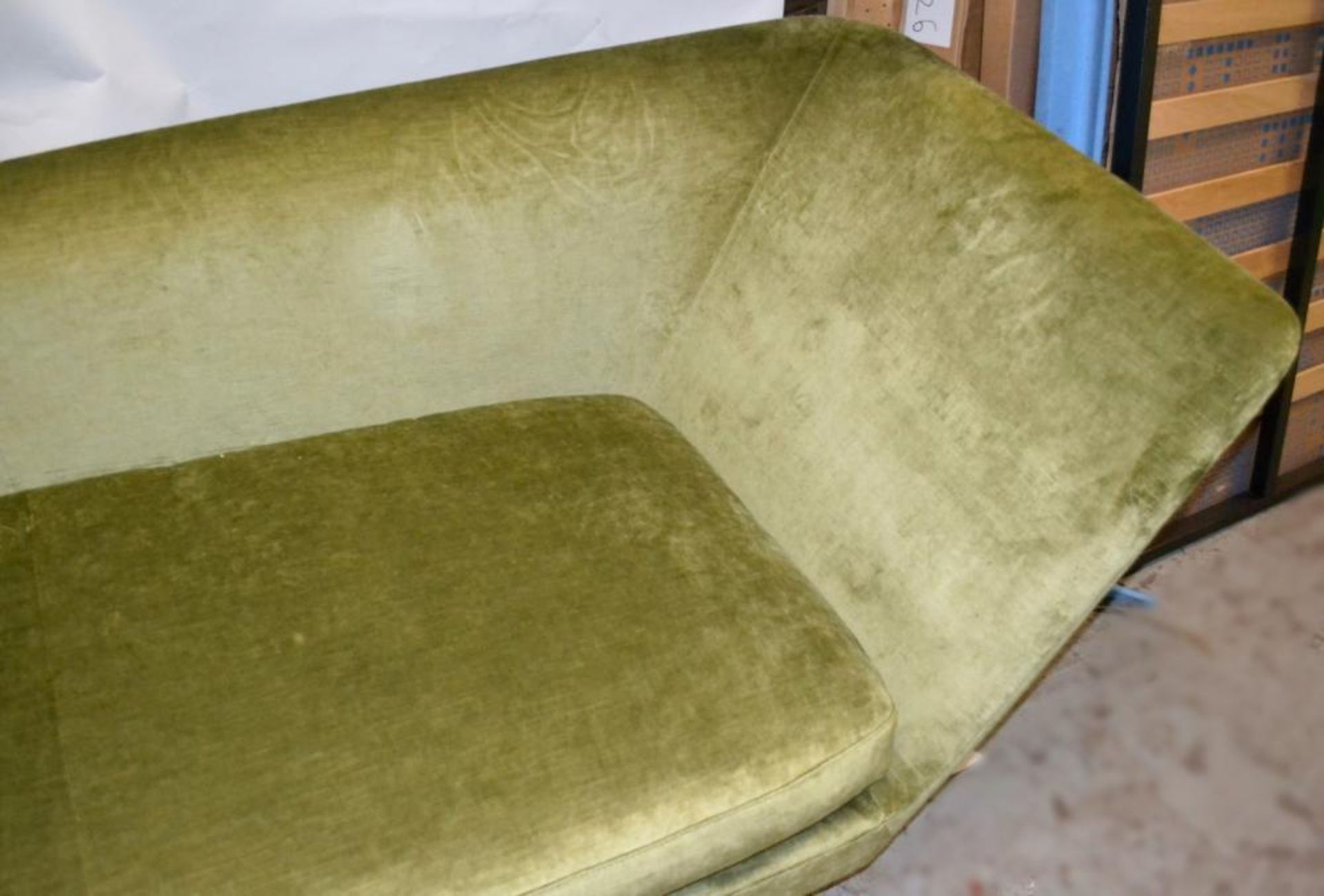 Flexform "Zeus" Sofa / Chais With 2 Scatter Cushions - Featuring A Shimmering Lime Chenille - Image 7 of 12