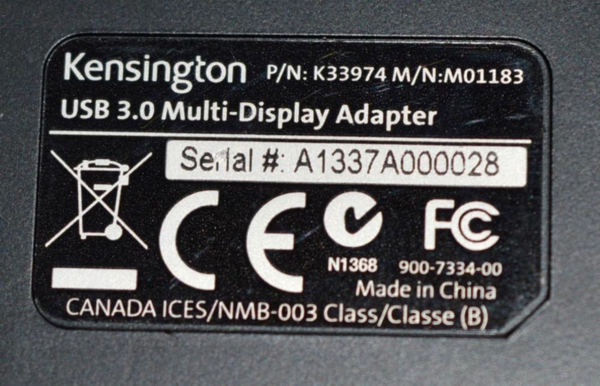 1 x Kensington K33974 USB 3.0 Multi Display Adapter - CL400 - Ref JP288 - Location: Altrincham WA14 - Image 5 of 5