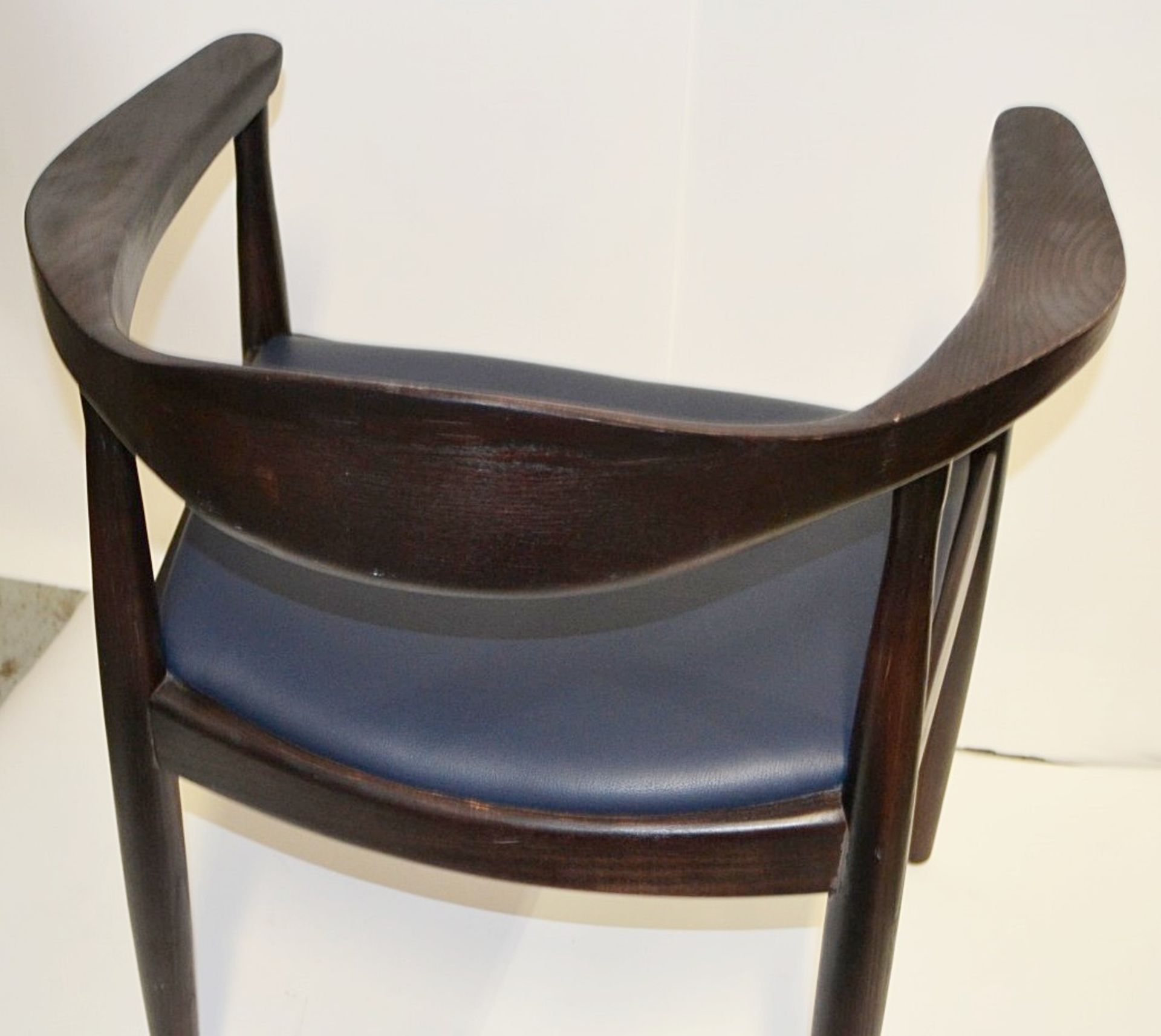 6 x Wooden Restaurant Dining Chairs - Ash Wood Dining Chairs With Dark Finish and Leather - Image 4 of 4