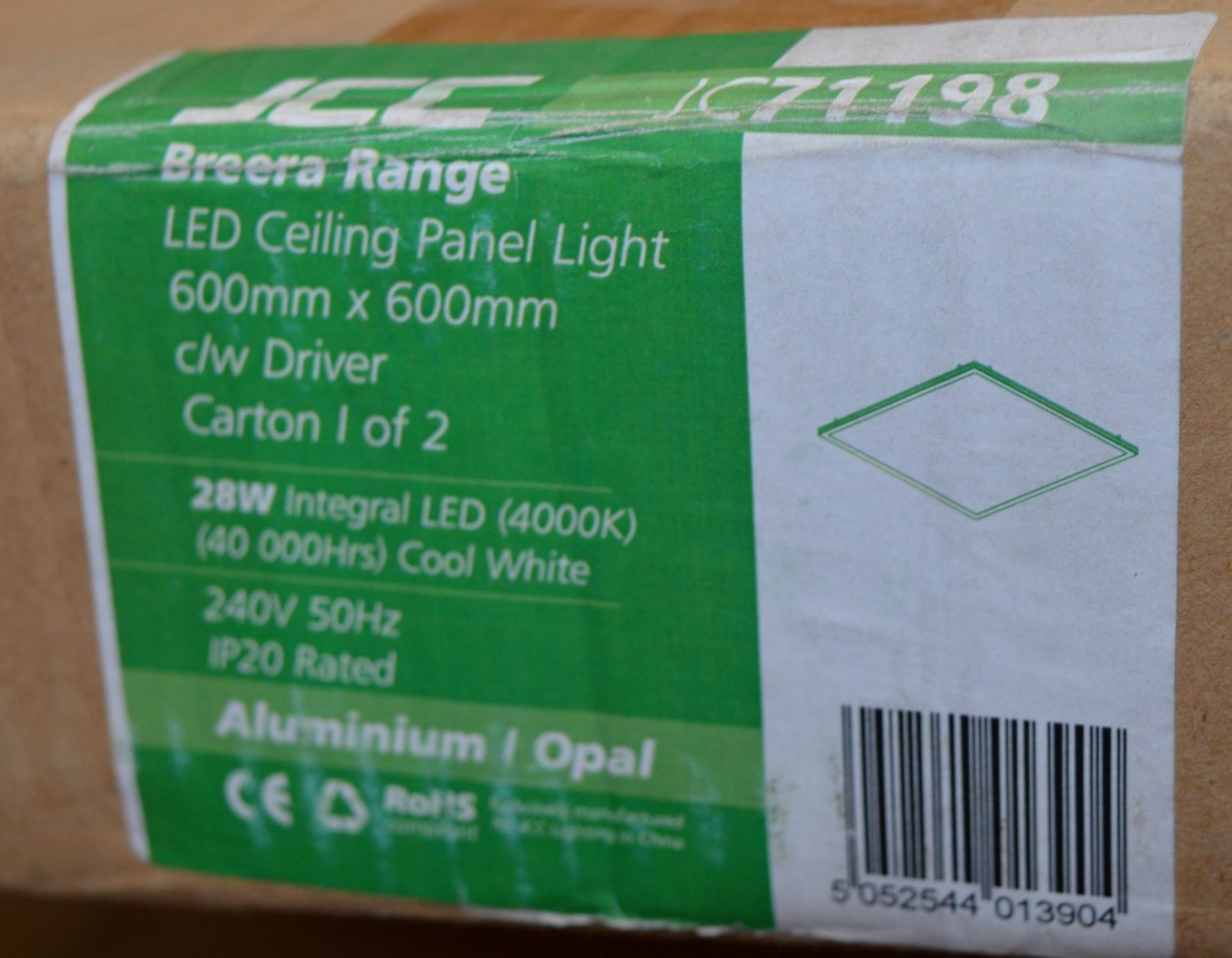 1 x JCC Breera 600x600mm LED Ceiling Panel Light - 28w Integral LED (4000k) in Cool White - 240v - Image 2 of 4