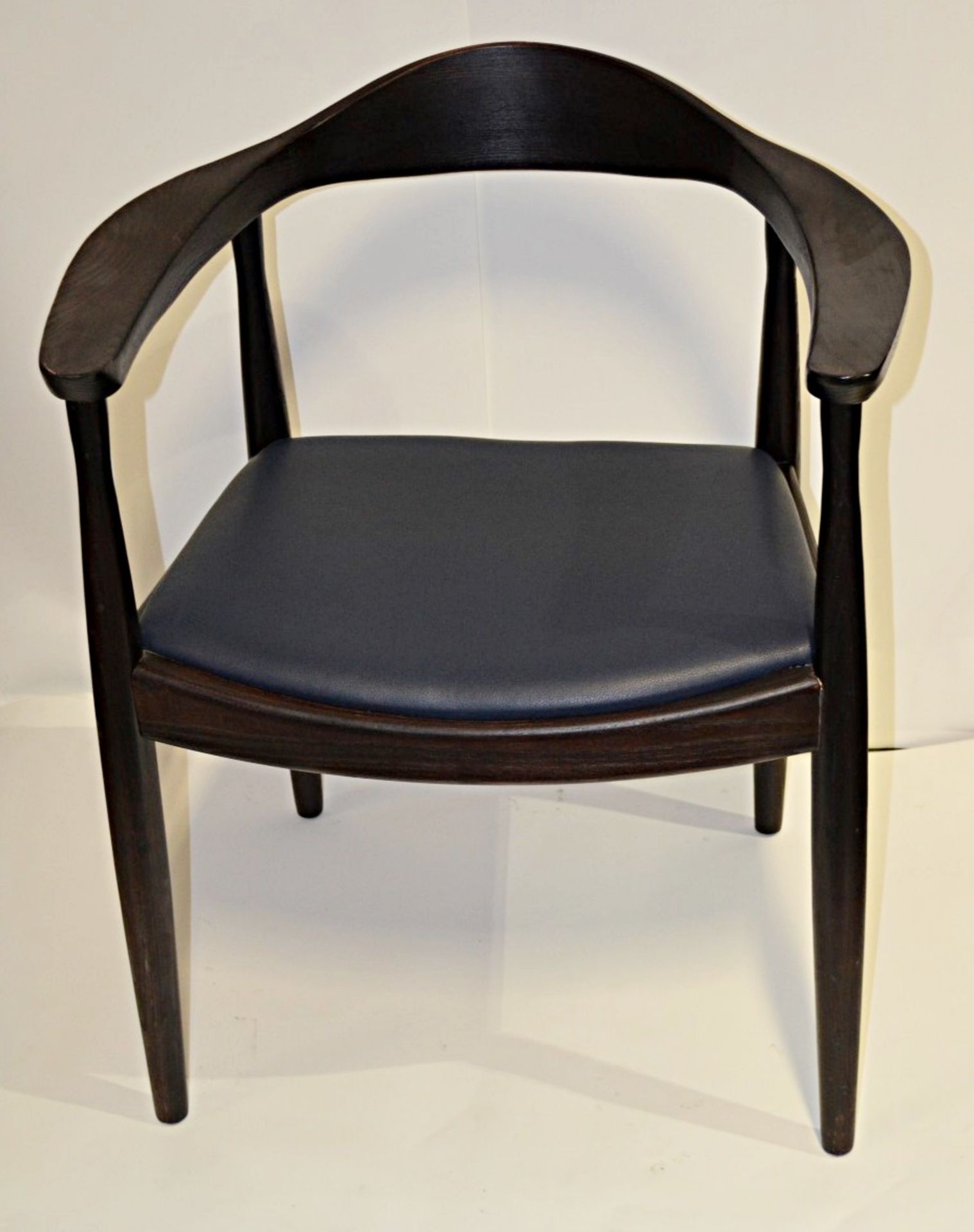 4 x Wooden Restaurant Dining Chairs - Ash Wood Dining Chairs With Dark Finish and Leather - Image 2 of 4