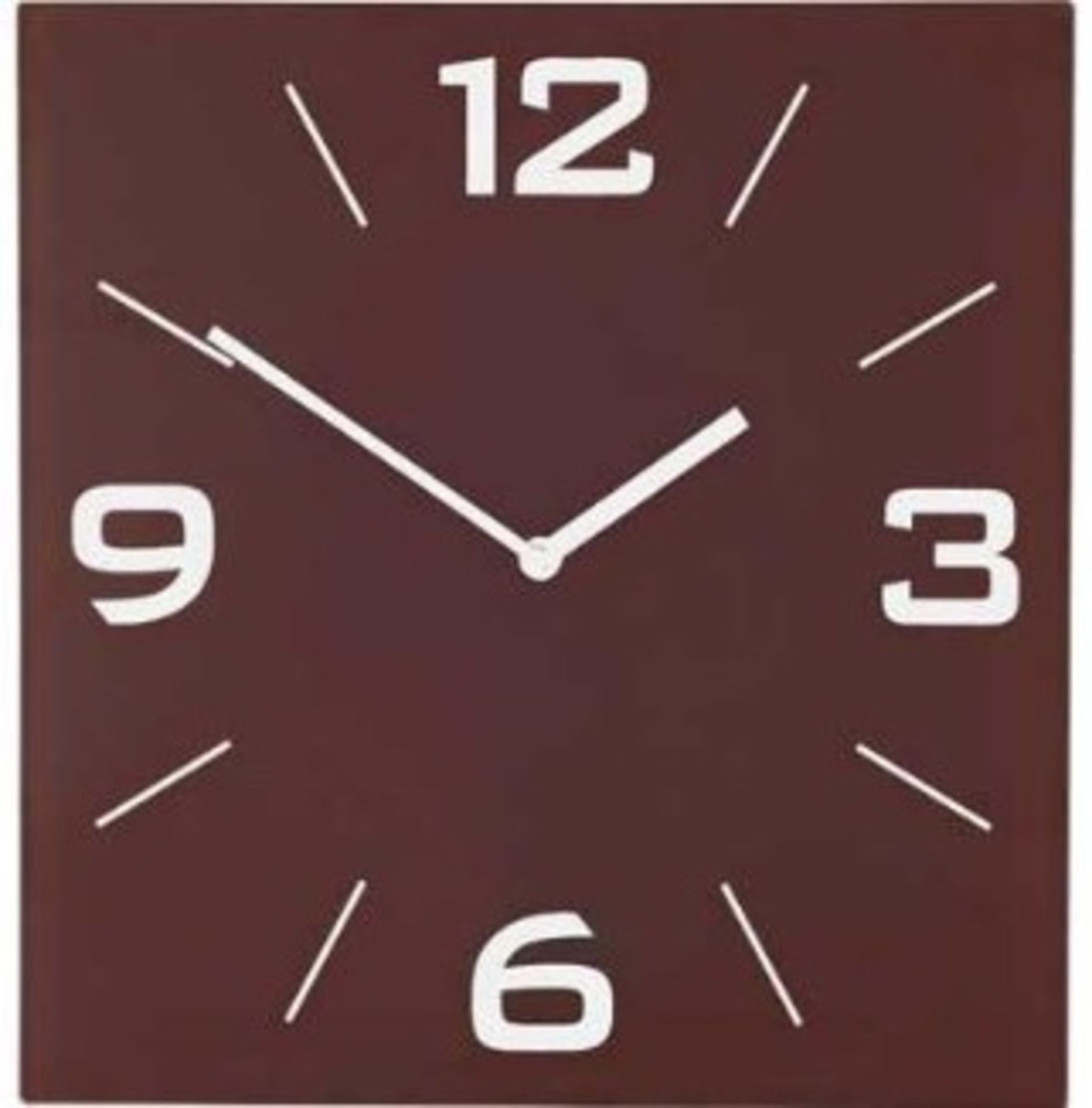 4 x Colour Match Square Wall Clocks - Chocolate Glass Case with Silver Hands and Quartz Movement -