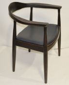 6 x Wooden Restaurant Dining Chairs - Ash Wood Dining Chairs With Dark Finish and Leather