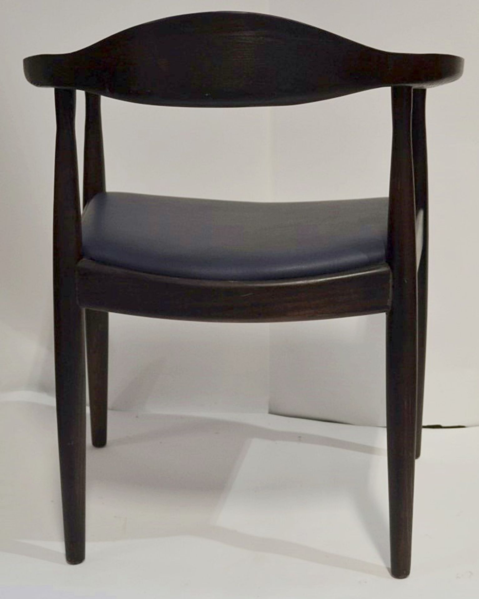 6 x Wooden Restaurant Dining Chairs - Ash Wood Dining Chairs With Dark Finish and Leather - Image 3 of 4